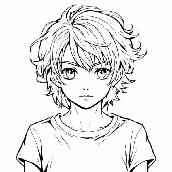 Download Stylized Young Character in Line Art Coloring pages Online ...