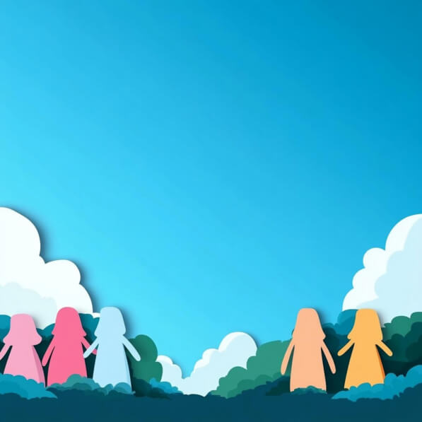 Download Illustration of Women Standing Together Against Blue Sky ...