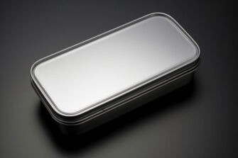Sleek Metallic Tin Box on Dark Background Sketches thumbnail