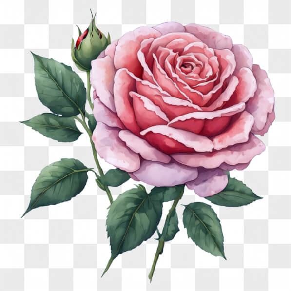 Baixe Linda Rosa Rosa com Botão Cartoons - Creative Fabrica