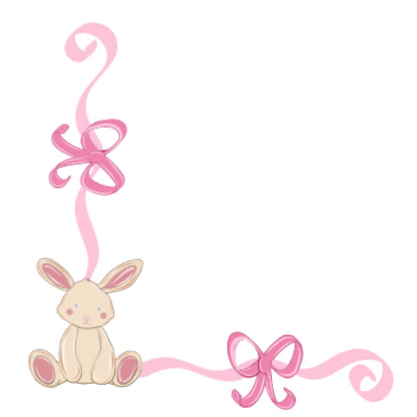 Download Cute Rabbit Illustration with Pink Ribbons Borders & Corners ...