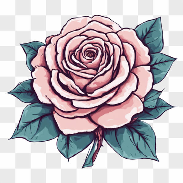 Oblica Rosa Descarga Rosa Rosa Estilizada con Hojas Verdes Cartoons En Línea ...