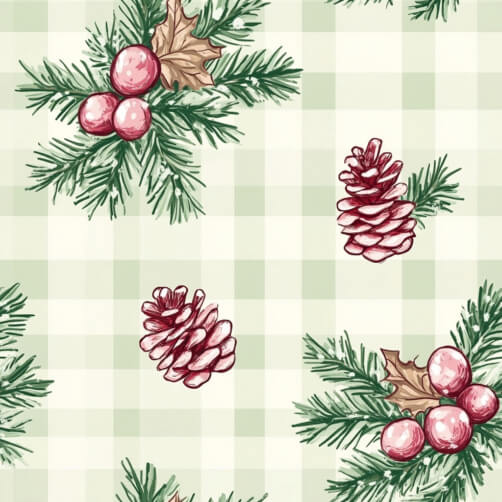 Festive Holiday Pattern with Pine Cones and Berries Festive Holiday Pattern with Pine Cones and Berries thumbnail