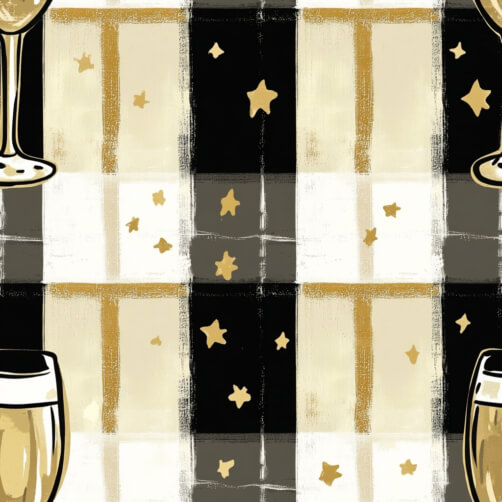 Festive Plaid with Stars and Wine Glasses Festive Plaid with Stars and Wine Glasses thumbnail
