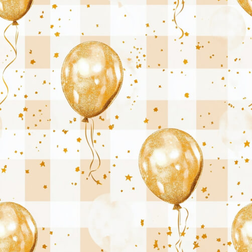 Festive Golden Balloons on a Checkered Background Festive Golden Balloons on a Checkered Background thumbnail