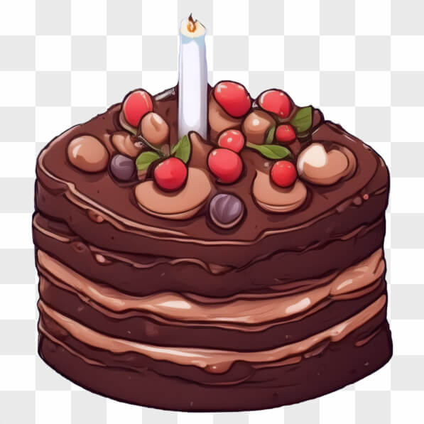 Schokoladen-Geburtstagskuchen mit Früchten und Kerze Cartoons online ...