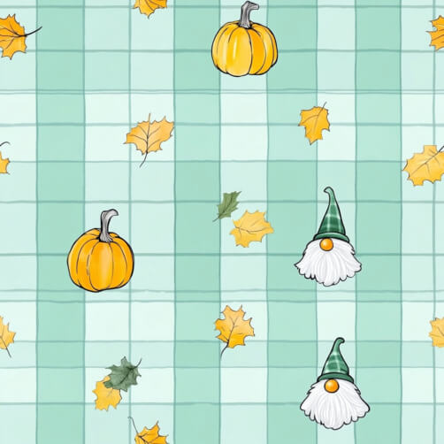 Autumn Themed Pattern with Pumpkins and Gnomes Autumn Themed Pattern with Pumpkins and Gnomes thumbnail