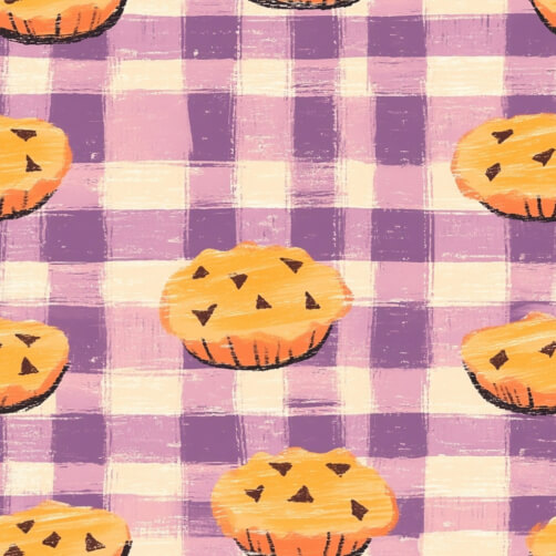 Colorful Muffin Pattern on Checkered Background Colorful Muffin Pattern on Checkered Background thumbnail