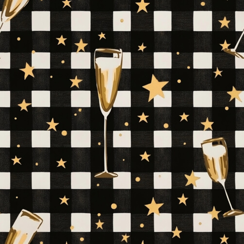 Festive Pattern with Champagne Glasses and Stars Festive Pattern with Champagne Glasses and Stars thumbnail