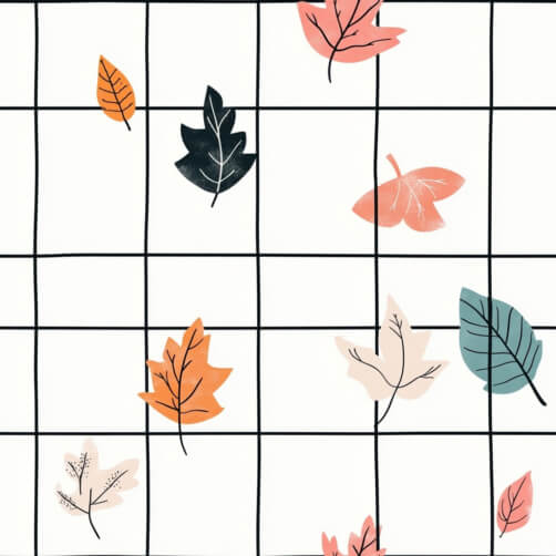 Colorful Leaf Pattern on Grid Background Colorful Leaf Pattern on Grid Background thumbnail