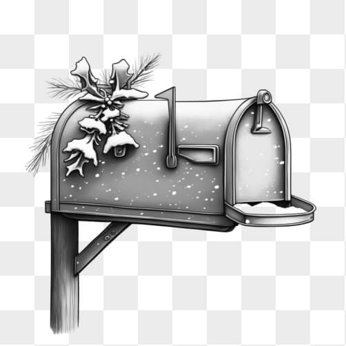 Winter Mailbox with Holly and Snow Sketches thumbnail