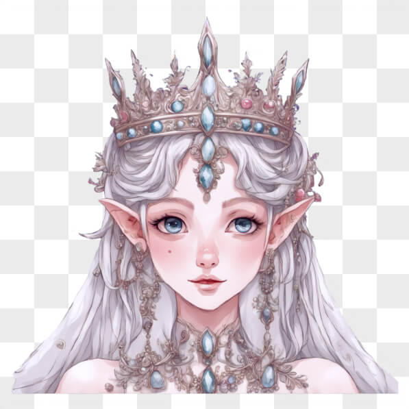 Download Fantasy Elf Character with Crown and Jewels Cartoons Online ...