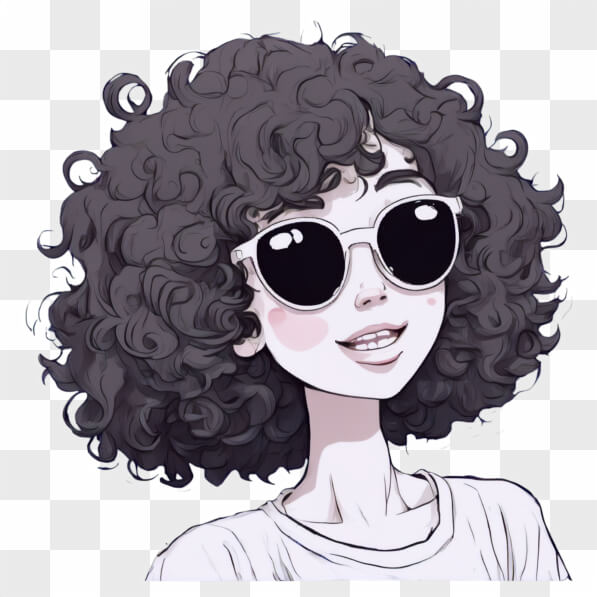 Descarga Personaje de dibujo animado con cabello rizado y gafas de sol ...