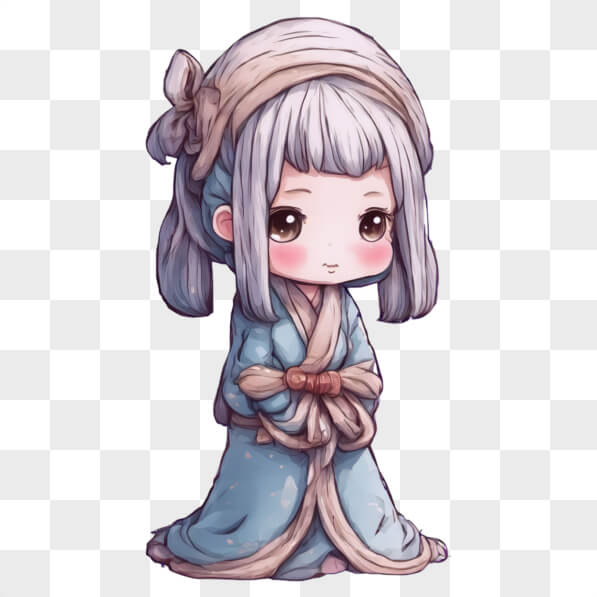 Baixe Personagem Chibi em Robe Azul Cartoons - Creative Fabrica