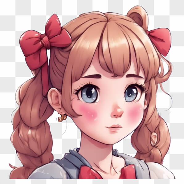 Download Anime Girl with Pigtails and Red Bows Cartoons Online ...