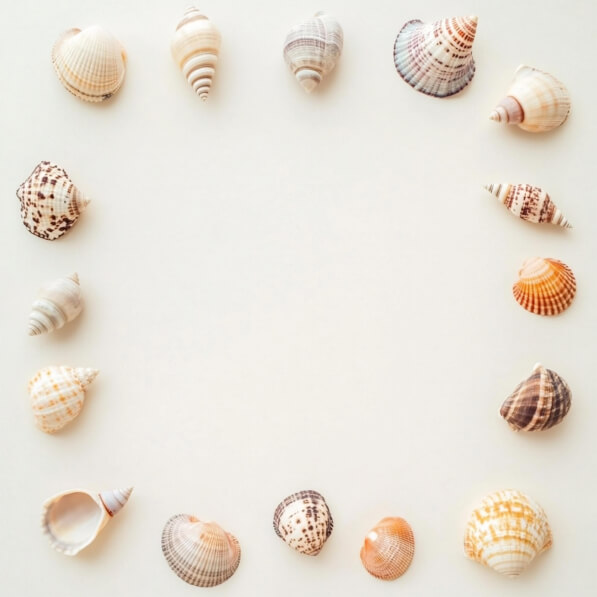 Download Circular Arrangement of Shells on Light Background Backgrounds ...