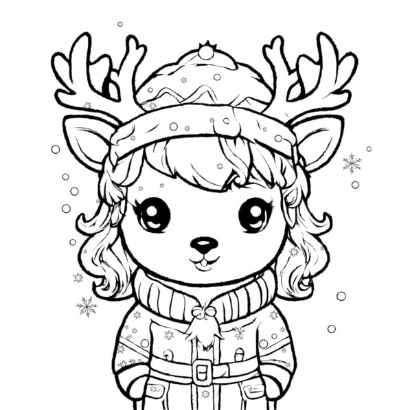 Festive Coloruing Cartoon Download Festive Cartoon Character with Antlers Coloring pages Online ...