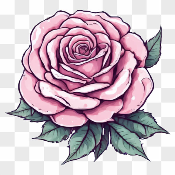 Descarga Rosa Rosa Ilustrada con Hojas Verdes Cartoons En Línea ...