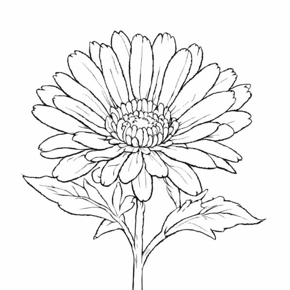 Download Line Drawing of a Flower Coloring pages Online - Creative Fabrica