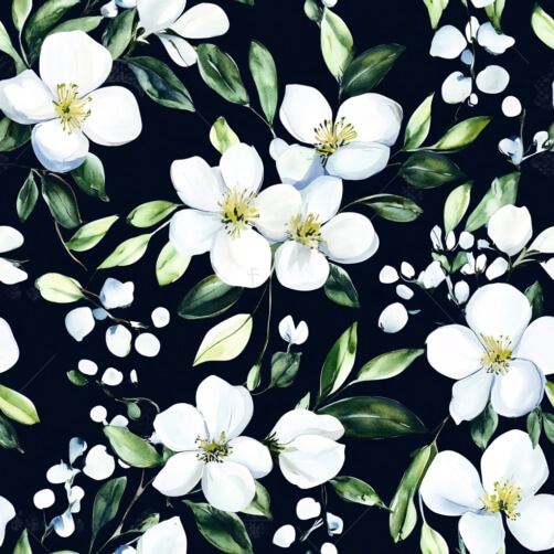 Download Floral Pattern with White Flowers on Dark Background Patterns ...