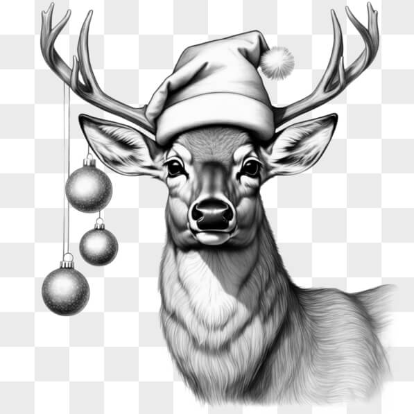 Download Festive Deer with Santa Hat and Ornaments Sketches Online ...
