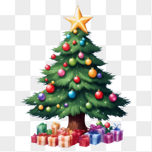 Árvore de Natal decorada festivamente com presentes Árvore de Natal decorada festivamente com presentes thumbnail
