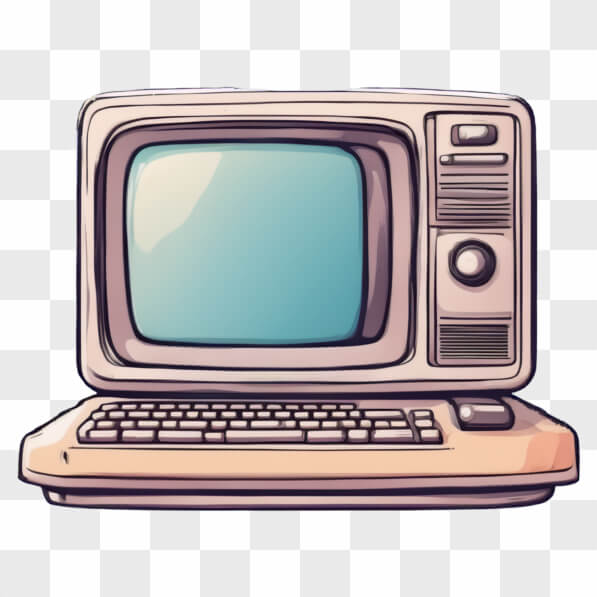 Download Vintage Computer with Keyboard and Monitor Cartoons Online ...