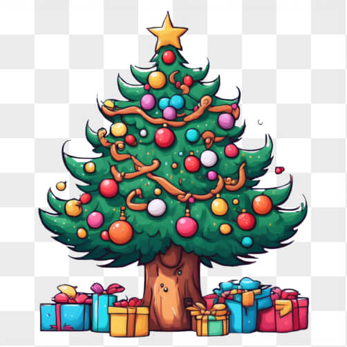 Árvore de Natal Festiva com Ornamentos Coloridos e Presentes Árvore de Natal Festiva com Ornamentos Coloridos e Presentes thumbnail