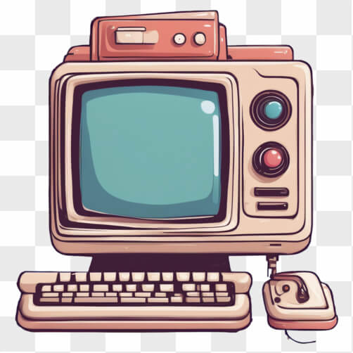 Download Vintage Computer with Blue Screen Cartoons Online - Creative ...