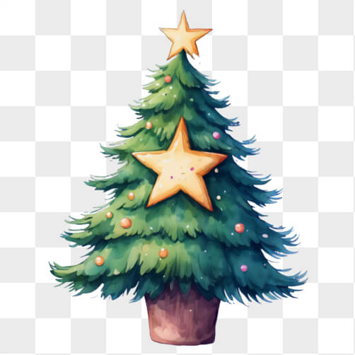 Árvore de Natal Festiva com Enfeites e Estrela Árvore de Natal Festiva com Enfeites e Estrela thumbnail
