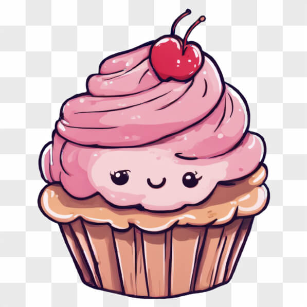 Download Cute Animated Cupcake with Pink Frosting and Cherry Cartoons ...