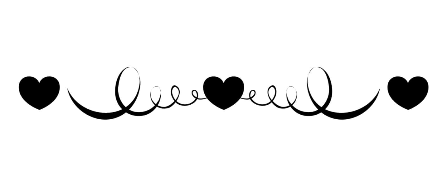 Descarga Diseño de corazón decorativo y espiral Bordes y Esquinas En Línea  - Creative Fabrica, image size:1433x597