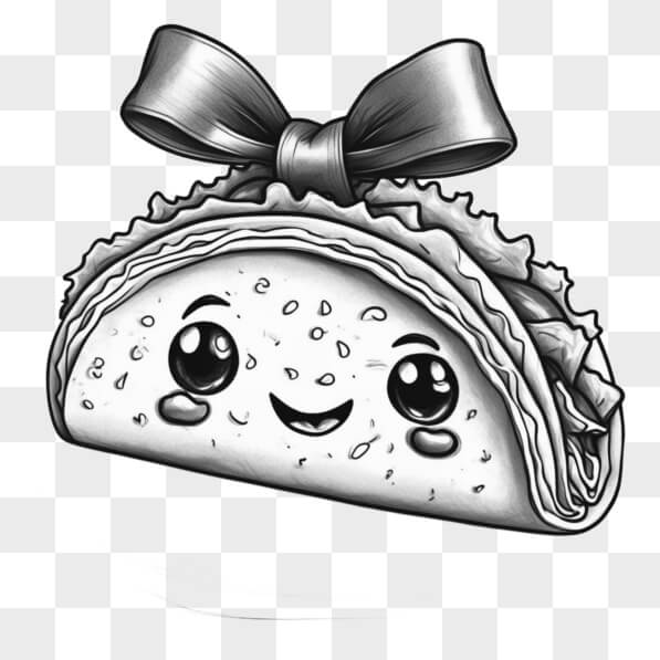 Descarga Personaje de taco de dibujos animados lindo con moño Bocetos ...
