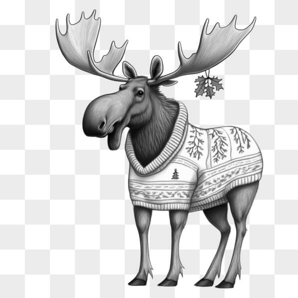 Download Whimsical Moose in Sweater Sketches Online - Creative Fabrica
