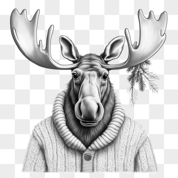 Download Stylized Moose Illustration in Sweater Sketches Online ...