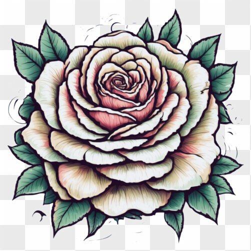 Download Illustrated Rose with Green Leaves Cartoons Online - Creative ...