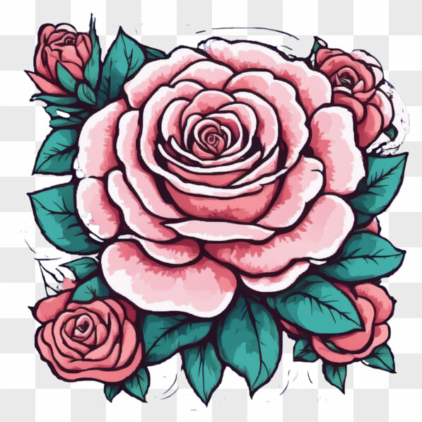 Cartoon Roses Abstract Download Illustrated Arrangement of Roses Cartoons Online - Creative ...