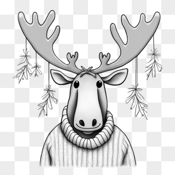 Download Cartoon Moose in Sweater Sketches Online - Creative Fabrica
