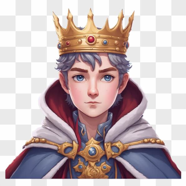 Descarga Joven Rey con Corona y Capa Cartoons En Línea - Creative Fabrica