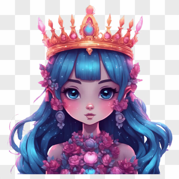 Download Whimsical Character with Crown and Flowers Cartoons Online ...