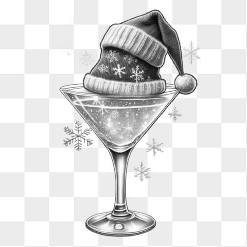 Festlicher Cocktail mit Wintermütze und Schneeflocken Hintergründe thumbnail