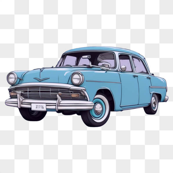 Download Vintage Light Blue Car Cartoons Online - Creative Fabrica