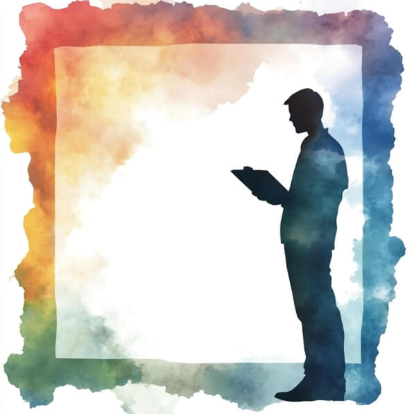 File Person Background Download Silhouette of a Person with Clipboard Against Watercolor ...