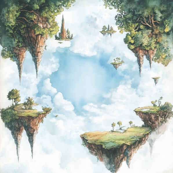 Download Surreal Floating Islands in a Dreamy Sky Backgrounds Online ...