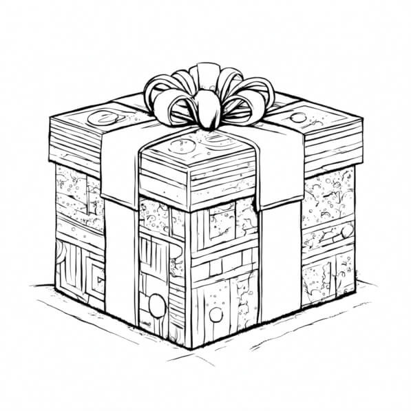 Download Intricate Gift Box with Ribbon Coloring pages Online ...
