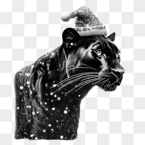 Descarga Pantera Negra Festiva con Sombrero de Santa Bocetos En Línea ...