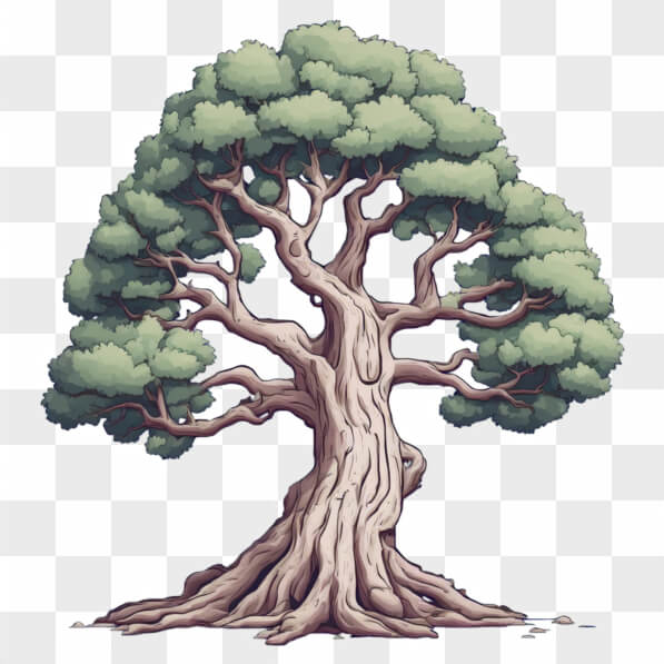 Download Stylized Tree with Leafy Canopy Cartoons Online - Creative Fabrica