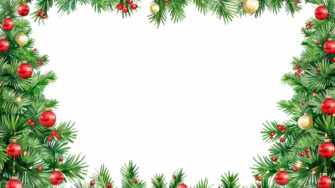 Christmas Border with Pine Branches and Ornaments Christmas Border with Pine Branches and Ornaments thumbnail