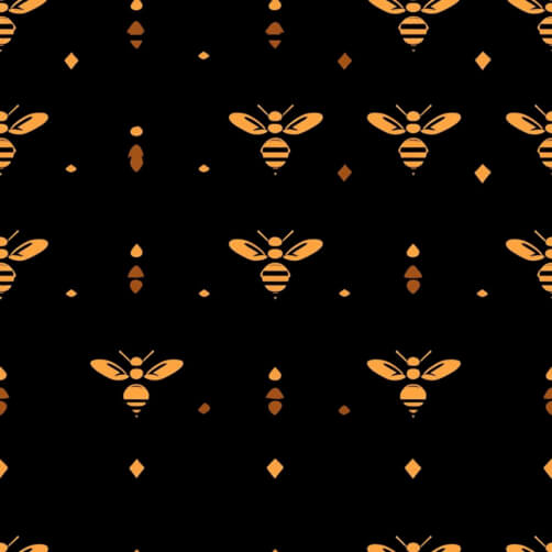 Stylized Bee Pattern on Black Background Stylized Bee Pattern on Black Background thumbnail
