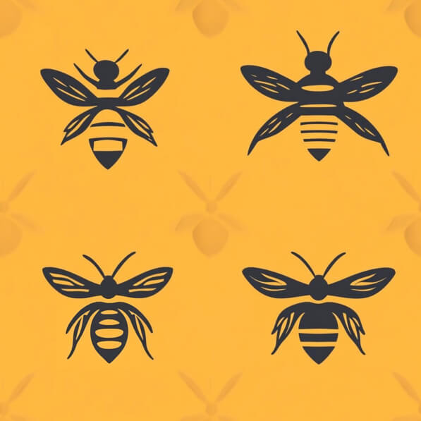 Stylized Bee Pattern on Yellow Background Stylized Bee Pattern on Yellow Background thumbnail